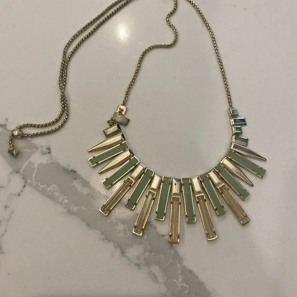 Kendra Scott Gold Necklace with Mint Green Bars - Picture 3 of 5